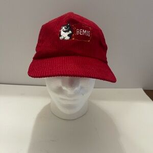 Vintage 1980s Bemis Bag Company Biddy Cat Trucker SnapBack Hat Cap corduroy